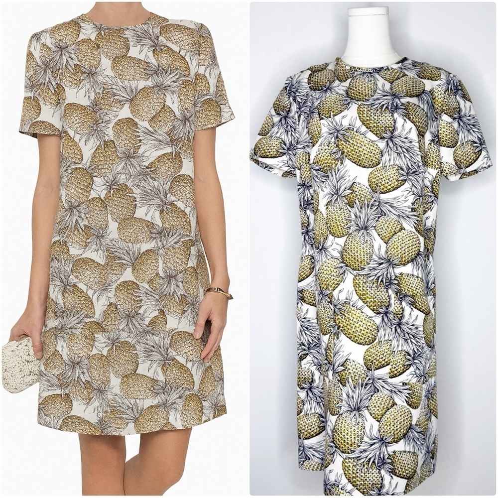 Lyn Devon Audrey Pineapple Print Shift Dress Size 8 Tropical Vacation Style